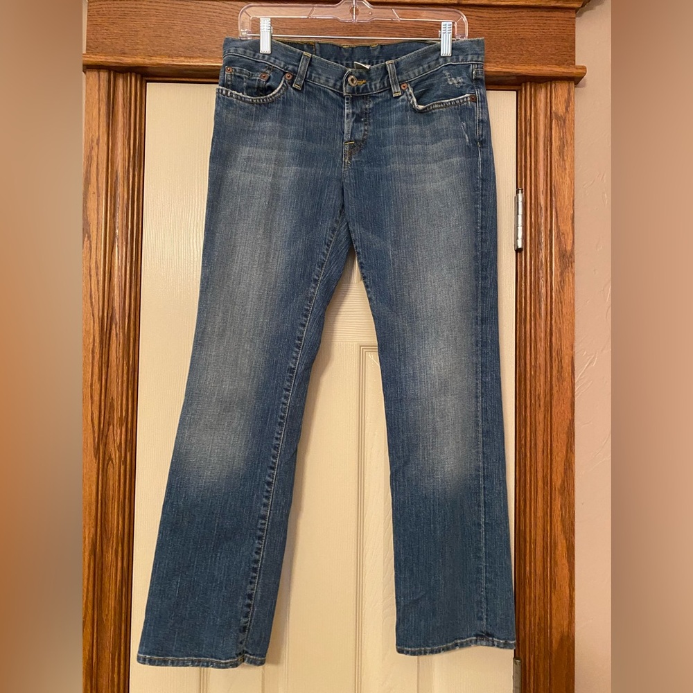 Lucky Brand Dungarees Blue Straight Leg Jeans Sz 8 / 29 Distressed